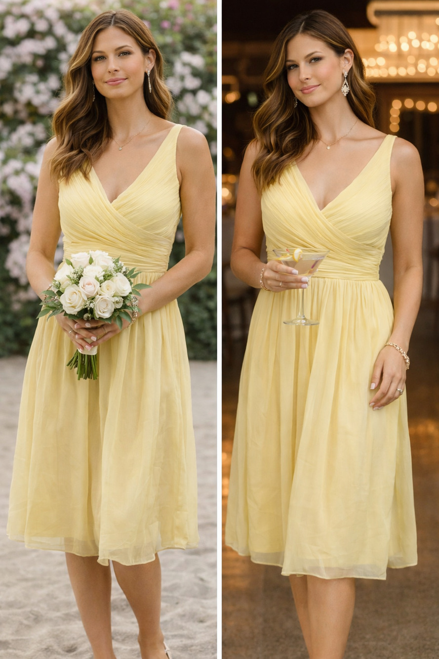 J.Crew Silk Chiffon Butter Yellow Dress 10 Bridesmaid Cocktail Romantic cottage
